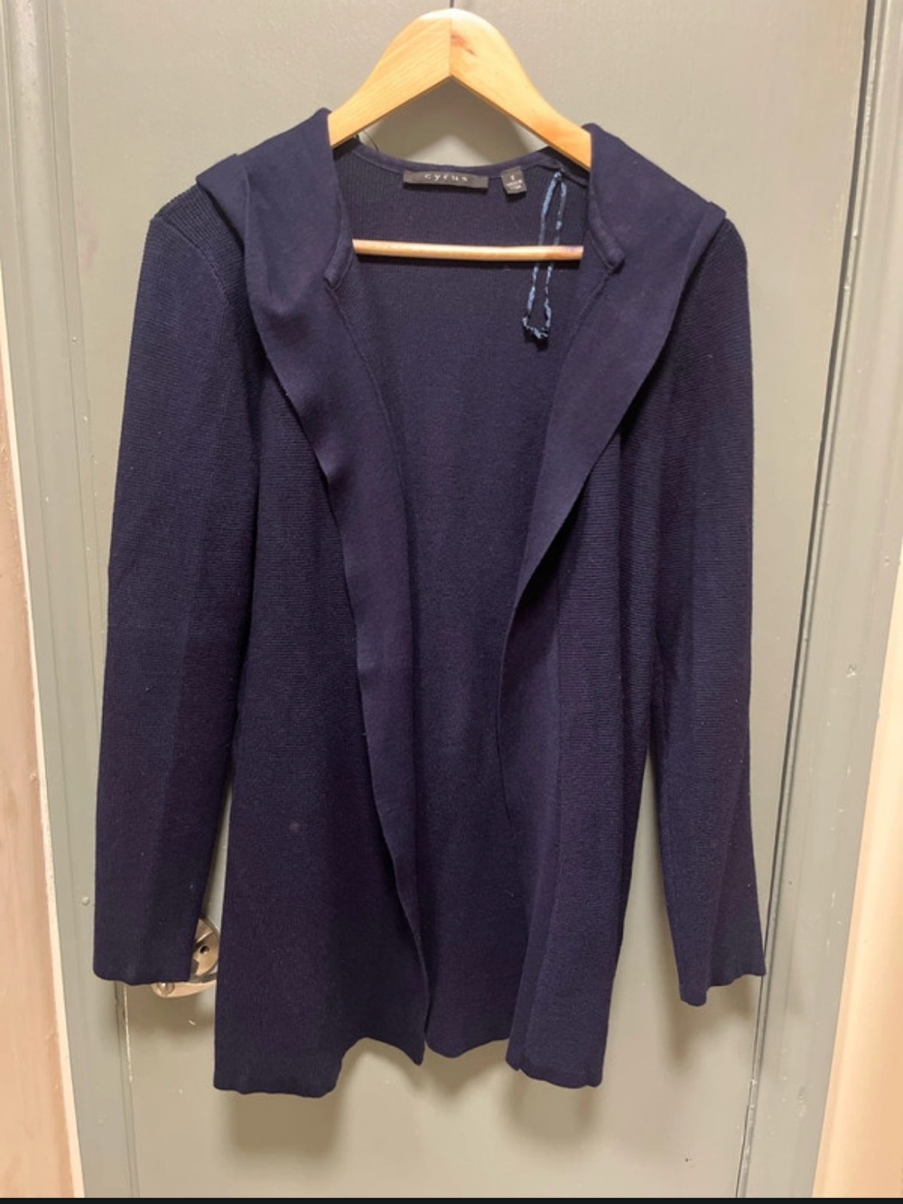 Cyrus Navy Hooded Open-Front Cardigan